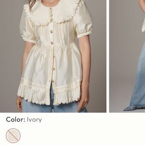 Maeve Cream Scalloped Collar Blouse
